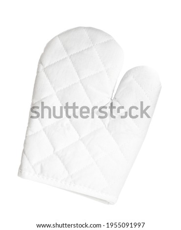 Oven glove for hot dishes isolated on white, top view Royalty-Free Stock Photo #1955091997