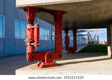 Industrial seismic stabilizer, selective focus Royalty-Free Stock Photo #1955217229