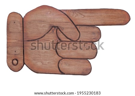 Wooden Hand Direction Pointer Isolated on White Background. Wooden Male Arm With Right Direct Gesture.