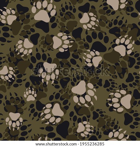 Vector camouflage, geometric seamless pattern. Animal footprints. Ornament