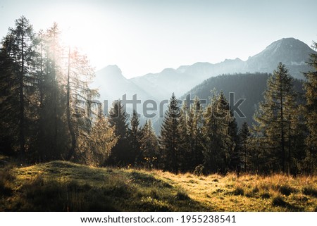 Colorful sunset in Austrian alps