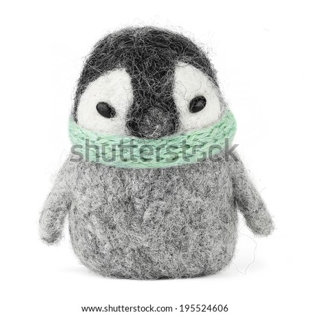 young penguin  isolated on the white background, handmade
