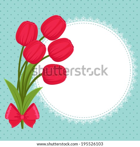 Floral festive greeting card with tulips
