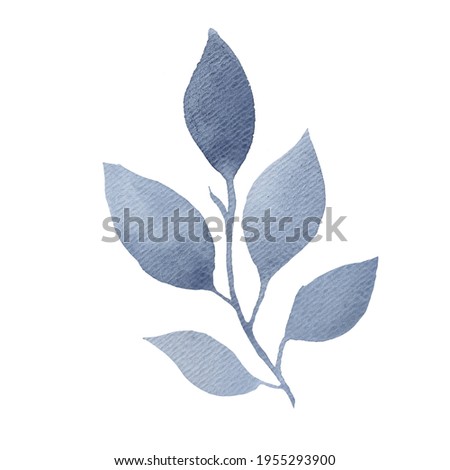 Blue flowers and leaves are hand-drawn. Isolated on white background. For party and wedding invitations, greeting cards, birthday projects, flyers, brochures, covers, presentations, print templates an