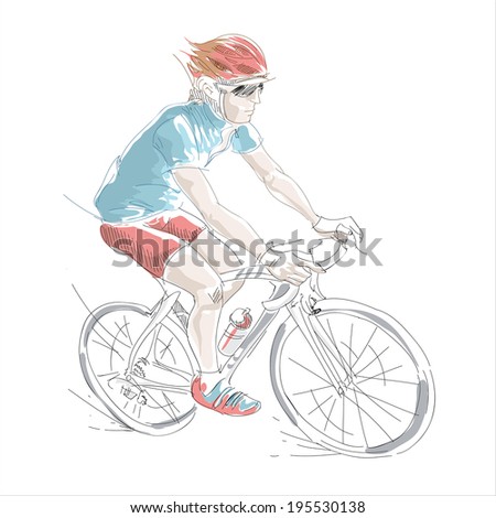 vector sketch style illustration of bicycle rider