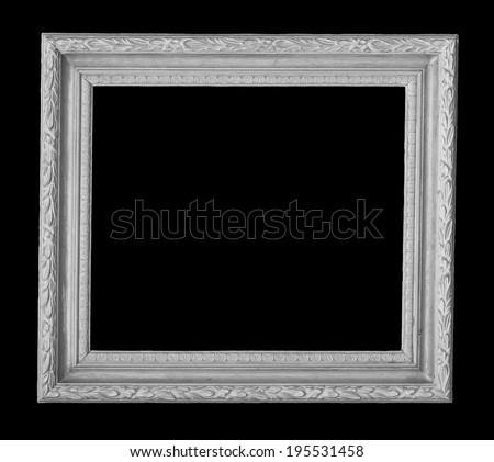 silver antique vintage picture frames. Isolated on black background