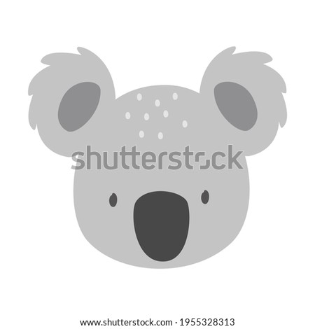 Vector illustration of a cute funny koala face. Isolated objects. Scandinavian style flat design. Concept for children print.	