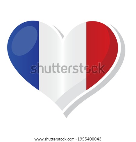 Flag of France in heart shaped - Vector illustration