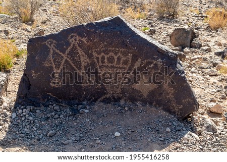 Ancient Native American Rock Art in Petroglyph National Monument, Albuquerque, New Mexico