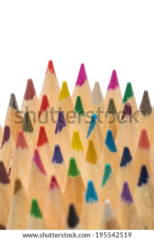 closeup of a wall of colorful pencils