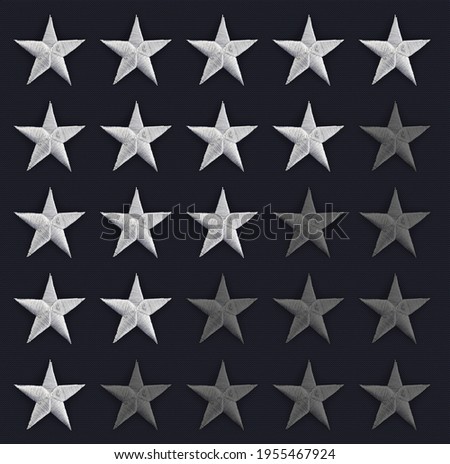 one - five stars on a blue background. concept of rating service. success in business.
