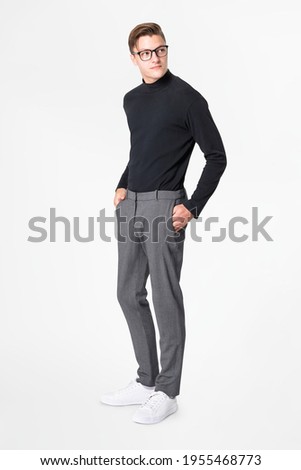 Black turtleneck t-shirt men's business wear Royalty-Free Stock Photo #1955468773