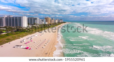 Aerial View of the Beach and Skyline at South Beach, Miami, Florida, USA