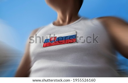 The national flag of Slovakia on the athlete's chest