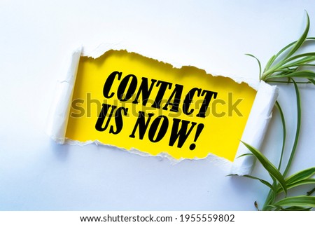 Text sign showing Contact us now!