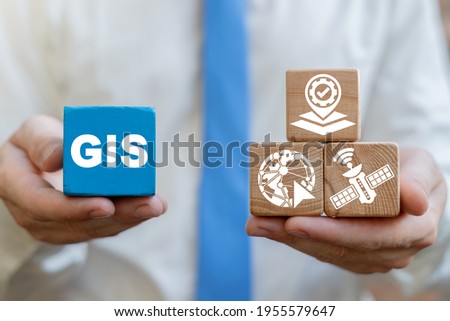 Concept of GIS Geographic Information System. Royalty-Free Stock Photo #1955579647