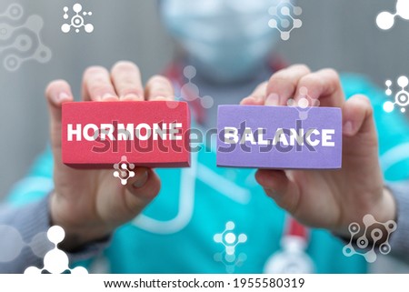 Medical concept of hormone balance. Hormonal therapy. Hormones treatment innovation. Royalty-Free Stock Photo #1955580319