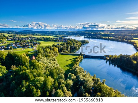 Loop of the Lech river, near Epfach, Pfaffenwinkel region, Upper Bavaria, Bavaria, Germany, Europe