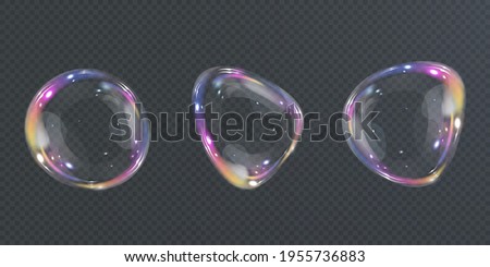 Transparent water realistic glass bubbles. Bubbles PNG. Vector PNG. Royalty-Free Stock Photo #1955736883