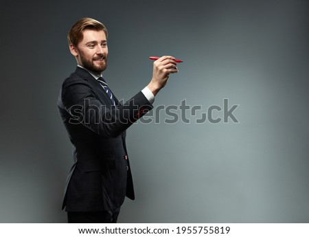 A man in a business suit. Different poses. Preparation for graphics.