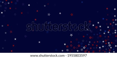 National American Stars Vector Background. USA Labor President's 11th of November 4th of July Veteran's Independence Memorial Day Border. US Election Design. American Blue, Red, White Falling Stars.