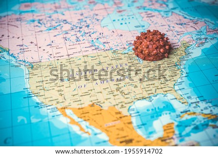 USA on coronavirus map background
