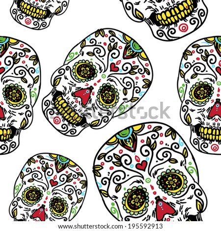 seamless pattern with mexican skulls