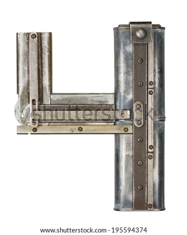 Industrial metal alphabet number 4