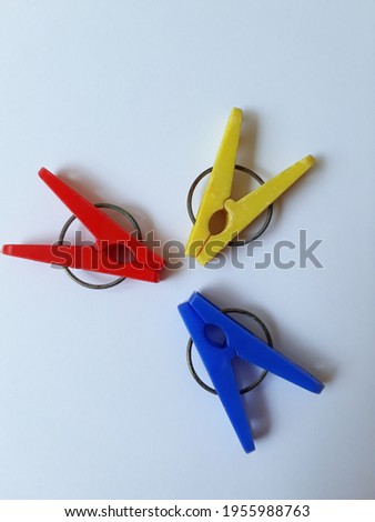 colorful cloth pin on white background