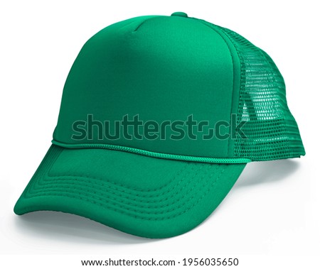 Side View Realistic Cap Mock Up In Green Flash Color is a high resolution hat mockup to help you present your designs or brand logo beautifully.