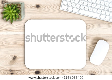 Mouse pad mock up. Office Desk with Keyboard and Mouse Royalty-Free Stock Photo #1956085402