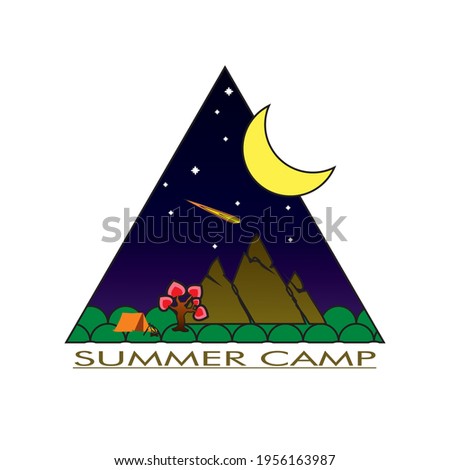 summer night camp vector illustration