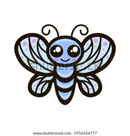 butterfly vector character, kawaii mascot, icon, logo, clip art illustration