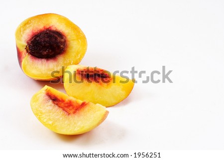 Cut Peach with white background