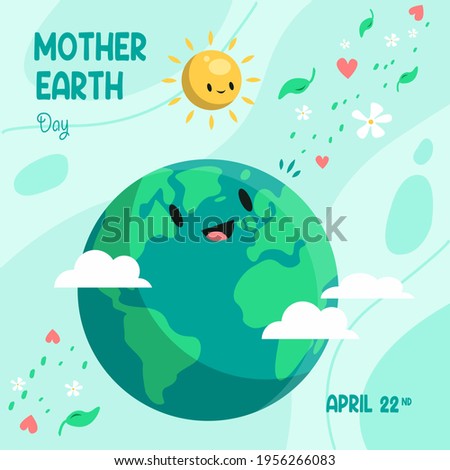 Earth Day. Eco-friendly concept. Vector illustration. Earth day concept. World environment day greeting. Save the earth. Happy Mother Earth Day post greeting. Save our planet.