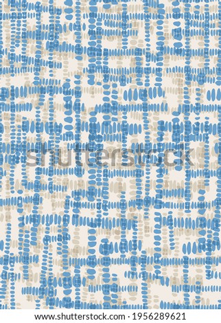 Abstract Checked Graphic Dotted pattern. blue and beige texture background