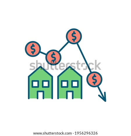 Municipal bankruptcy RGB color icon. Declining tax revenues. Filing for city bankruptcy. Financially-distressed municipality protection. Devastating economic impact. Isolated vector illustration