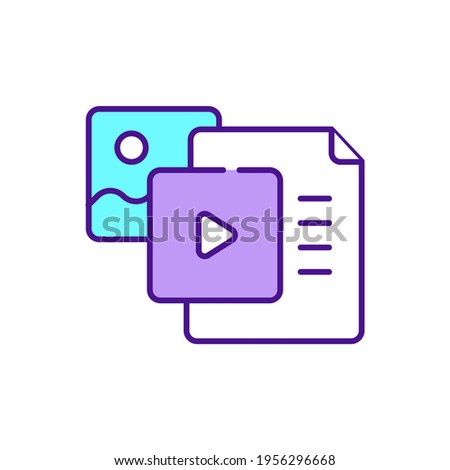 Modern media RGB color icon. Mass communications. Information storage and delivery. Online publications in newspapers and magazines. Media technologies, channels. Isolated vector illustration