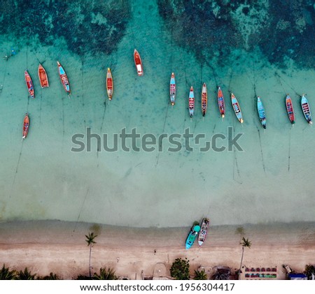 Drone aerial photography Thailand beach boat