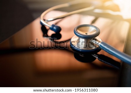 stethoscope placed on a tablet Conveys modern technology in medicine. Development for good health.