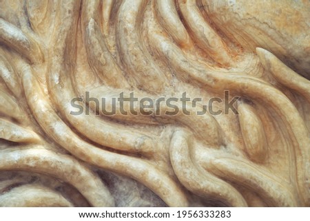 Textured marble relief. Lines in stone. Close-up. 