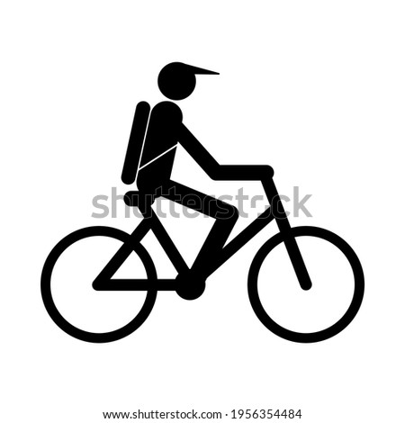 Bike and rider isolated icon on white background