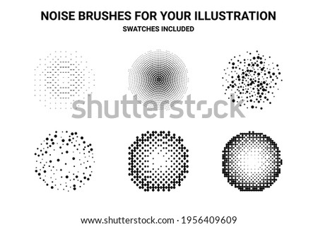 Noise brushes set for illustration. Grunge, dirty effect creation. Swatсhes included.