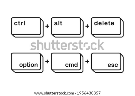 Ctrl alt delete and option cmd esc shortcut keys for force quit keyboard keys concept in vector icon Royalty-Free Stock Photo #1956430357