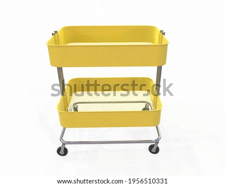 Orange shopping cart on white background 3d render.