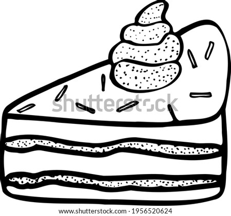 birthday cake isolated vector with cream decoration. Dessert for menu, postcard or holiday