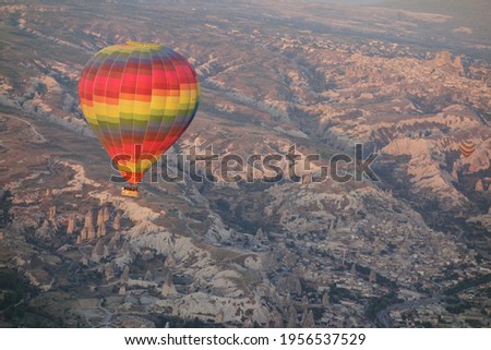 balloons and beautiful sky in hot air balloon flight in capadoccia turkey