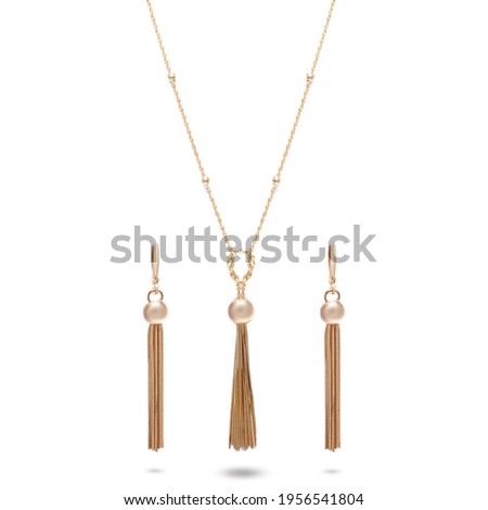 Accessories set, Earring and necklace, on white background 