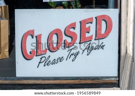 A closed sign seen in a shop window during Ontario's third lockdown to prevent the spread of coronavirus during the pandemic.
