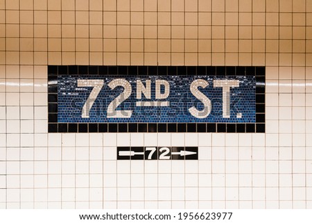 72nd Street Subway sign in the Upper West Side, Manhattan, New York City Royalty-Free Stock Photo #1956623977